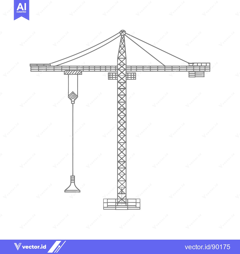 Premium Vector of Outline Drawing of a Construction Crane with a Hook