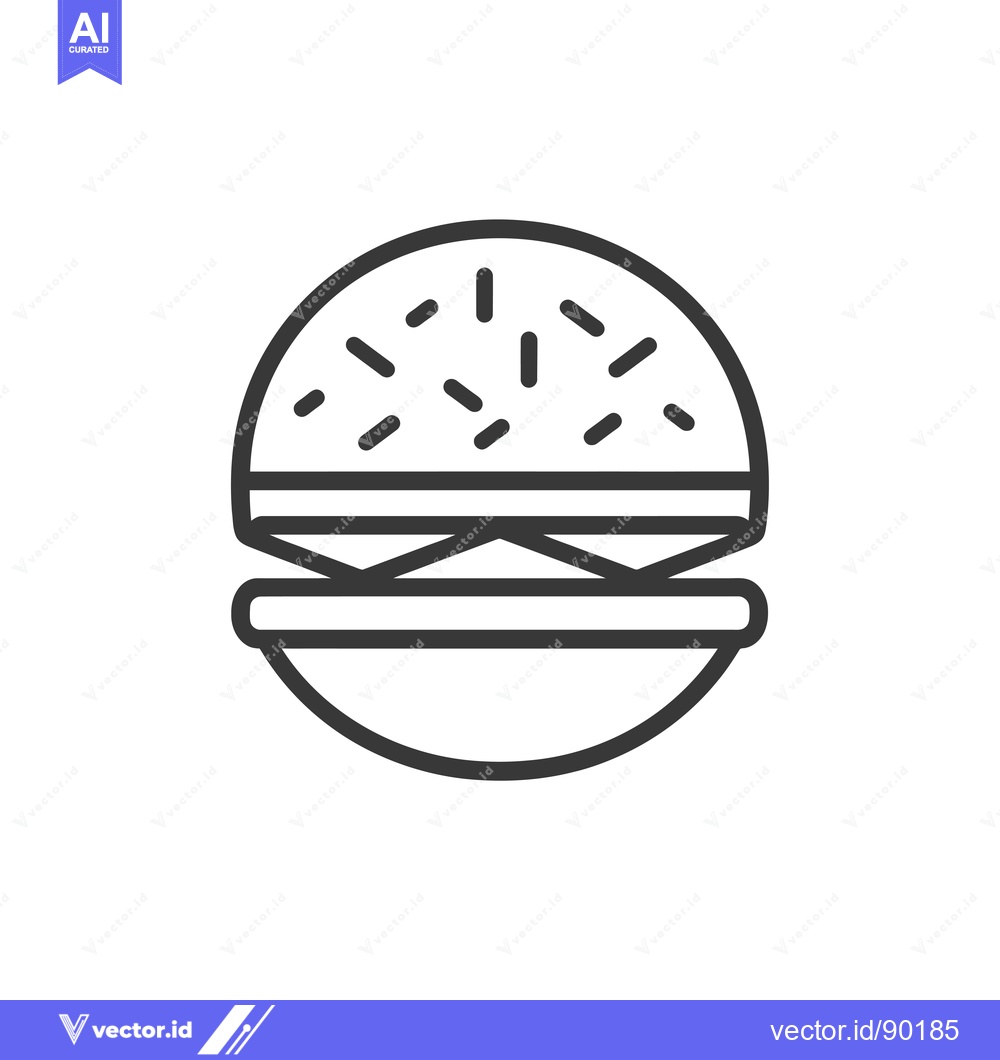 Premium Vector dari Outline Drawing of a Hamburger with Sesame Seeds