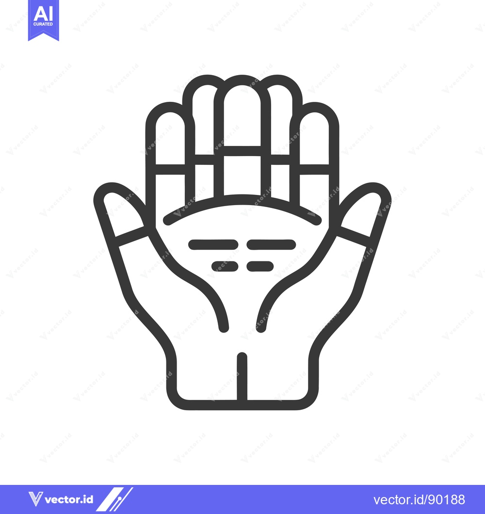 Premium Vector of Outline Drawing of a Hand with Five Fingers and a Palm