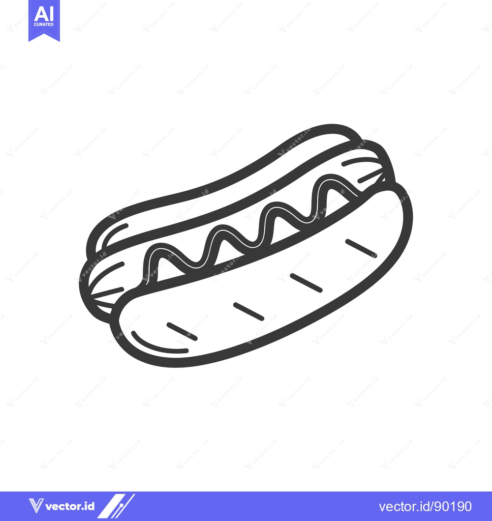 Premium Vector dari Outline Drawing of a Hot Dog with Mustard