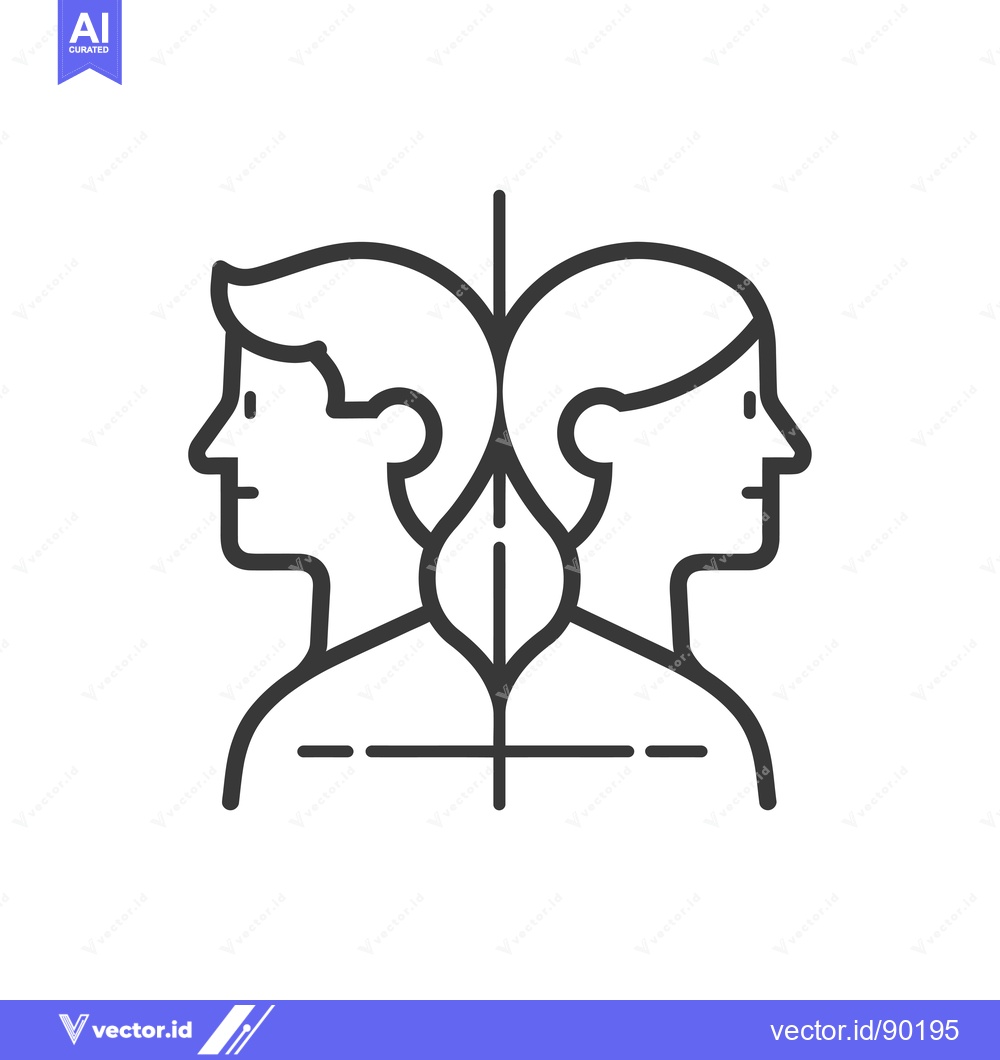 Premium Vector dari Outline Drawing of a Man and Woman Facing Each Other