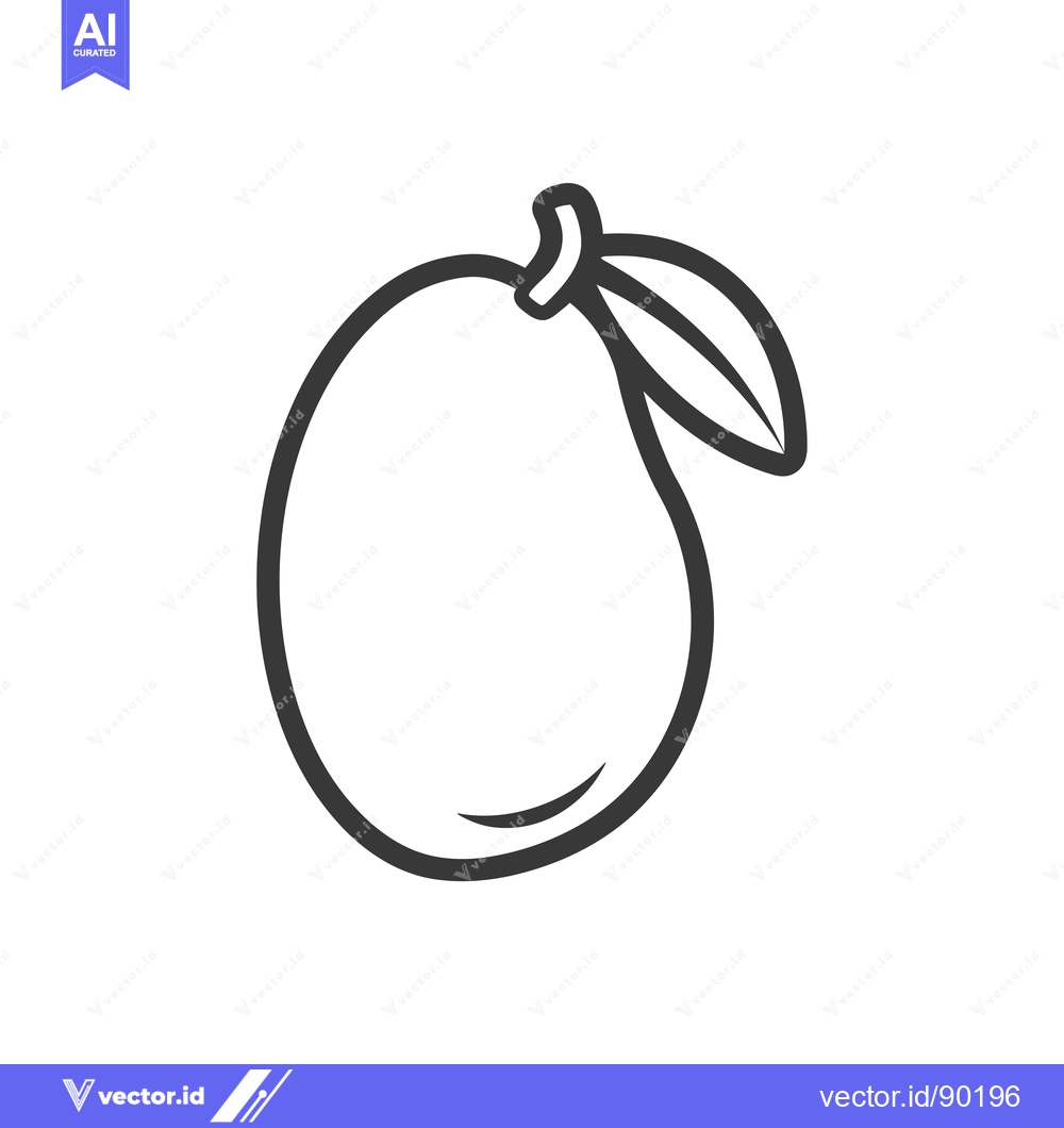 Premium Vector dari Outline Drawing of a Mango with a Leaf