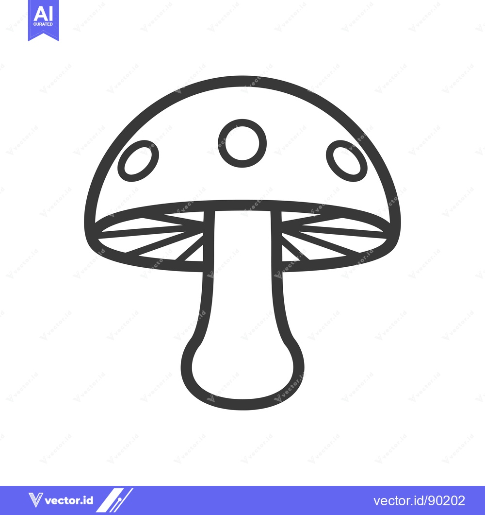 Premium Vector of Outline Drawing of a Mushroom with Three Spots on the Cap