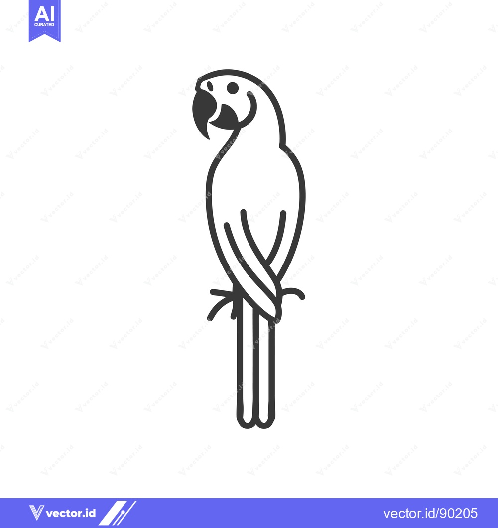 Premium Vector of Outline Drawing of a Parrot with a Curved Beak