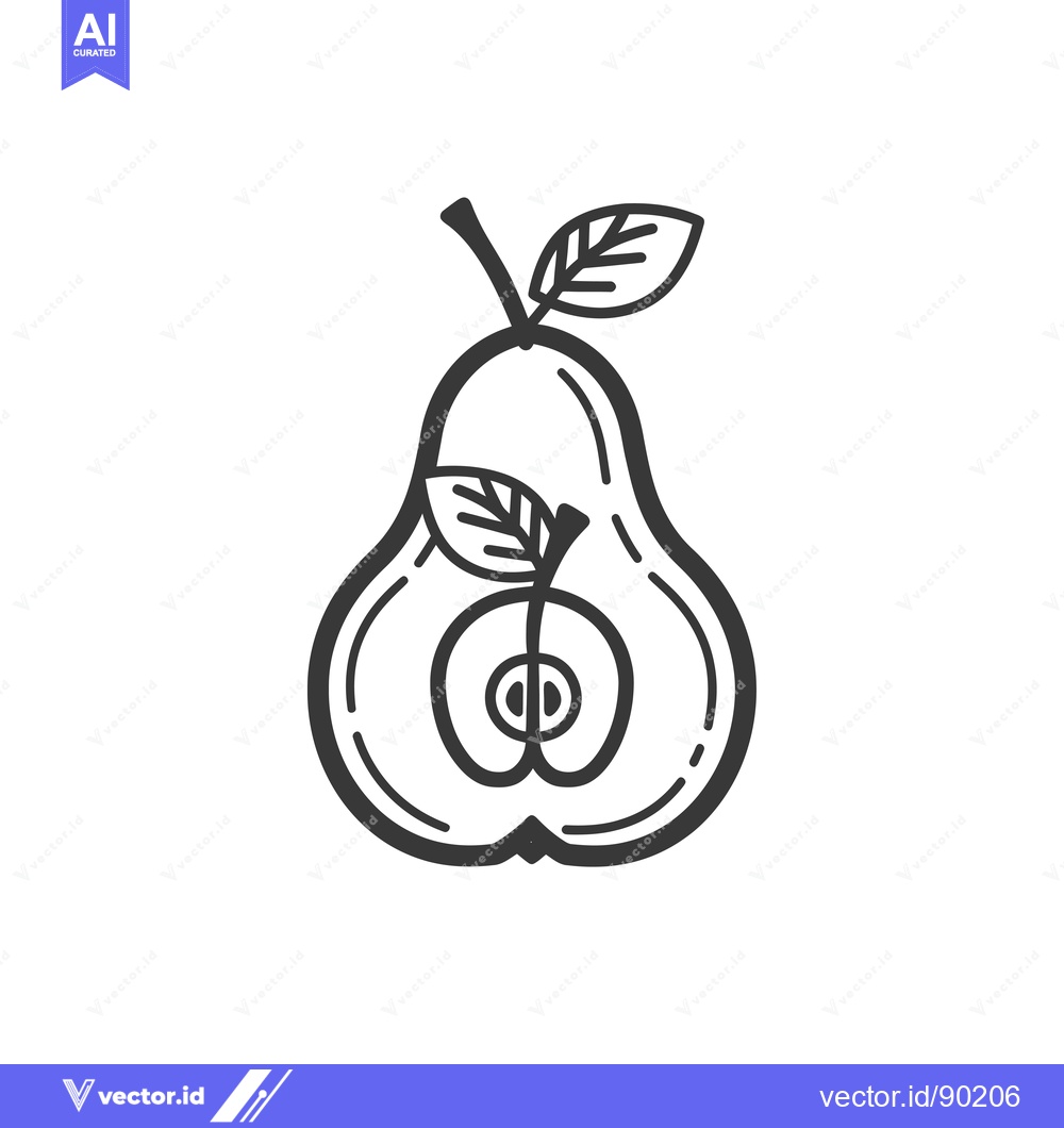 Premium Vector of Outline Drawing of a Pear Cut in Half