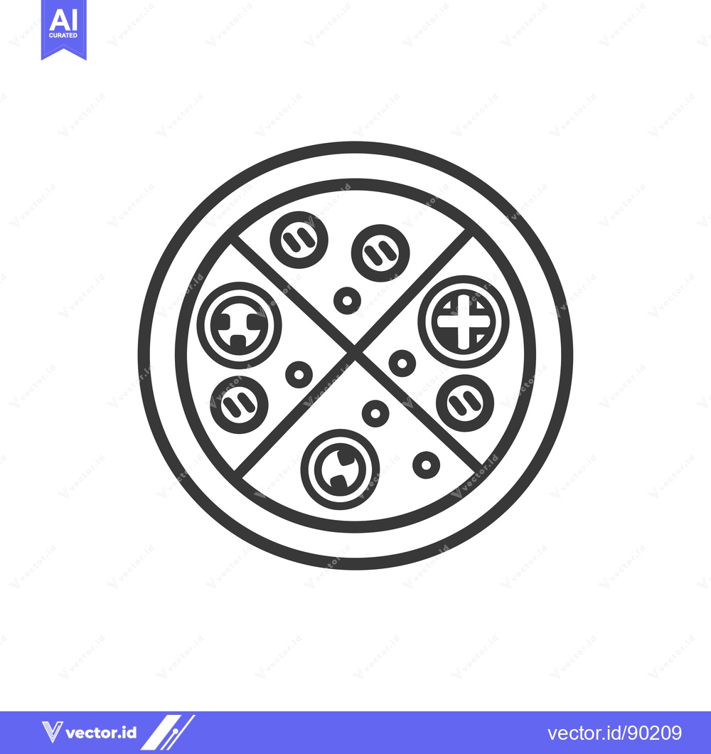 Premium Vector dari Outline drawing of a pizza with toppings