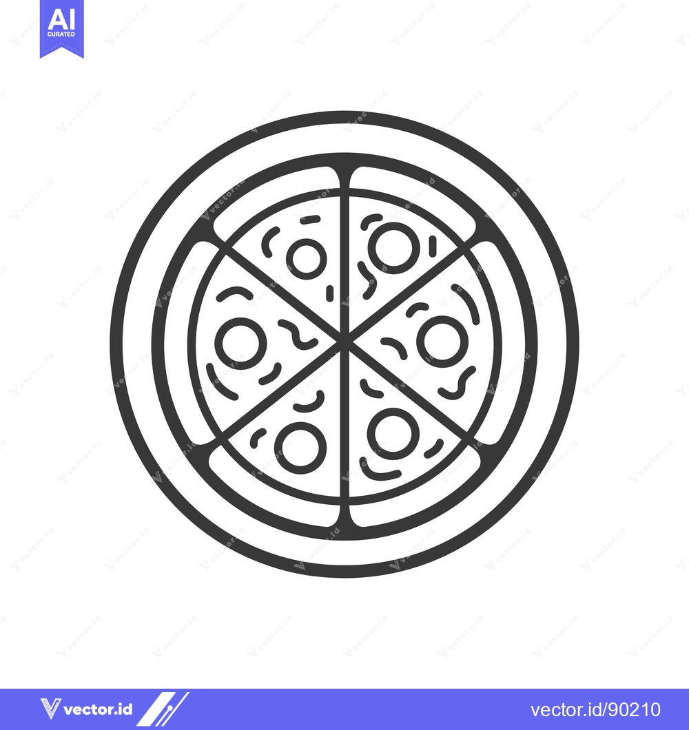 Premium Vector of Outline Drawing of a Pizza with Toppings