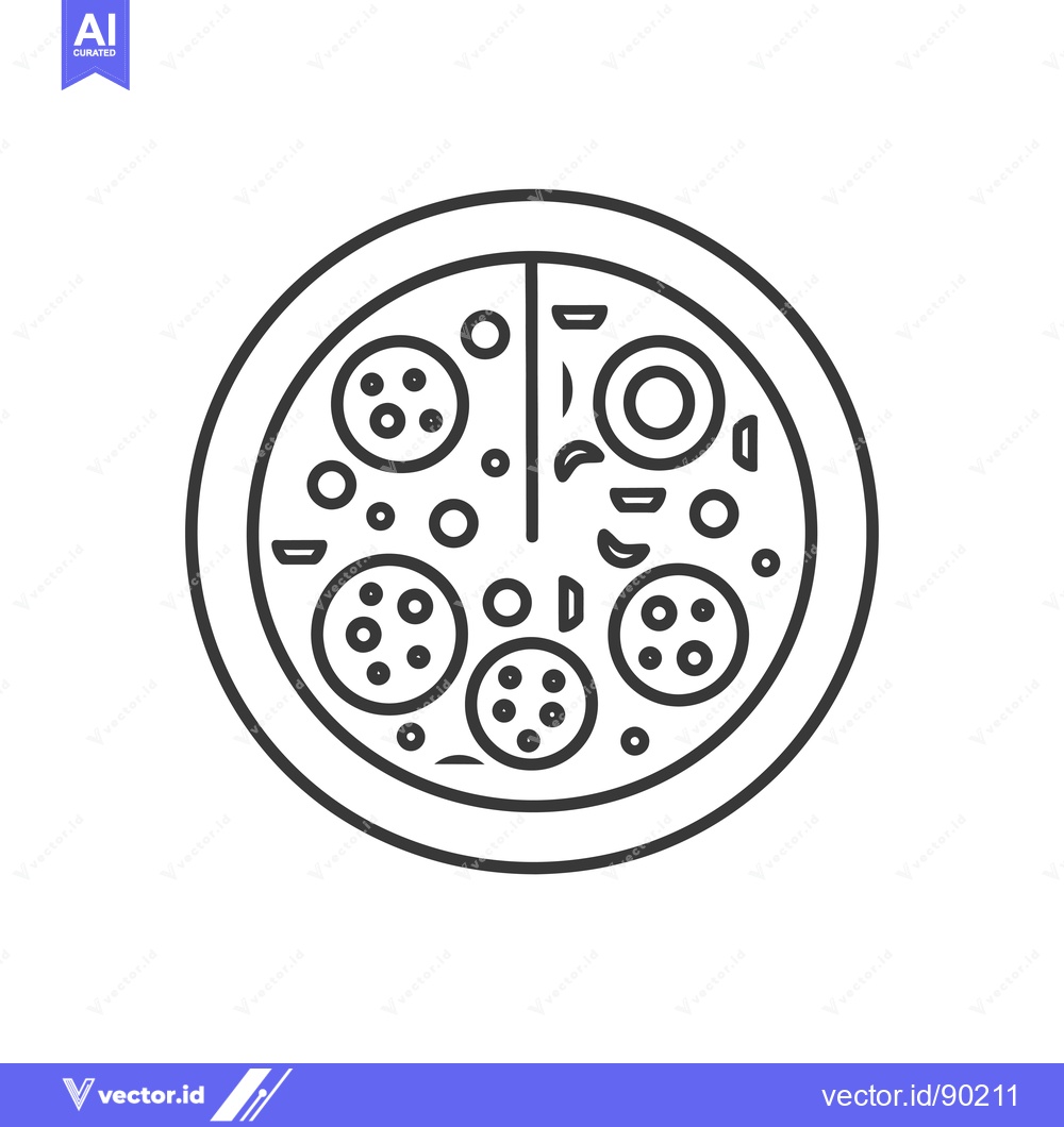 Premium Vector dari Outline drawing of a pizza with various toppings