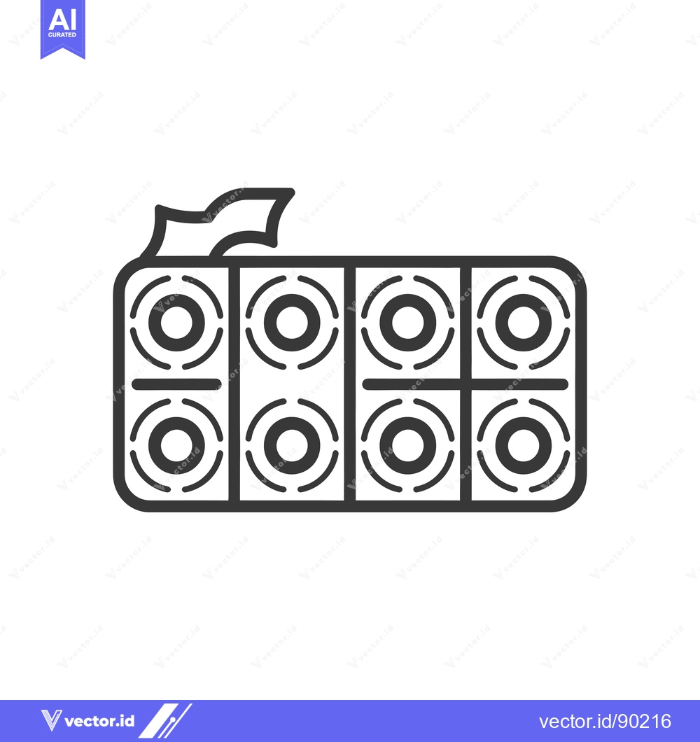 Premium Vector dari Outline drawing of a rectangular box with 8 circular openings