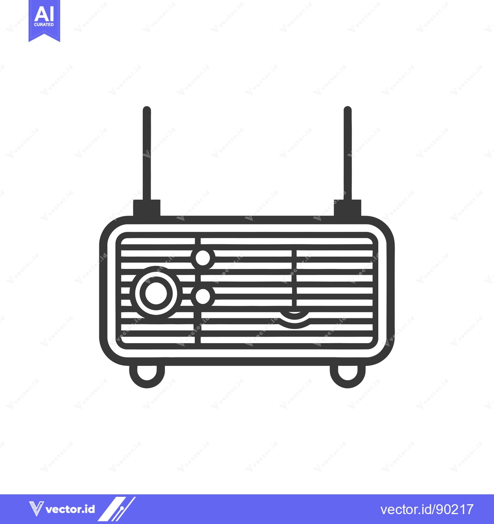 Premium Vector of Outline Drawing of a Retro Radio with Antennas