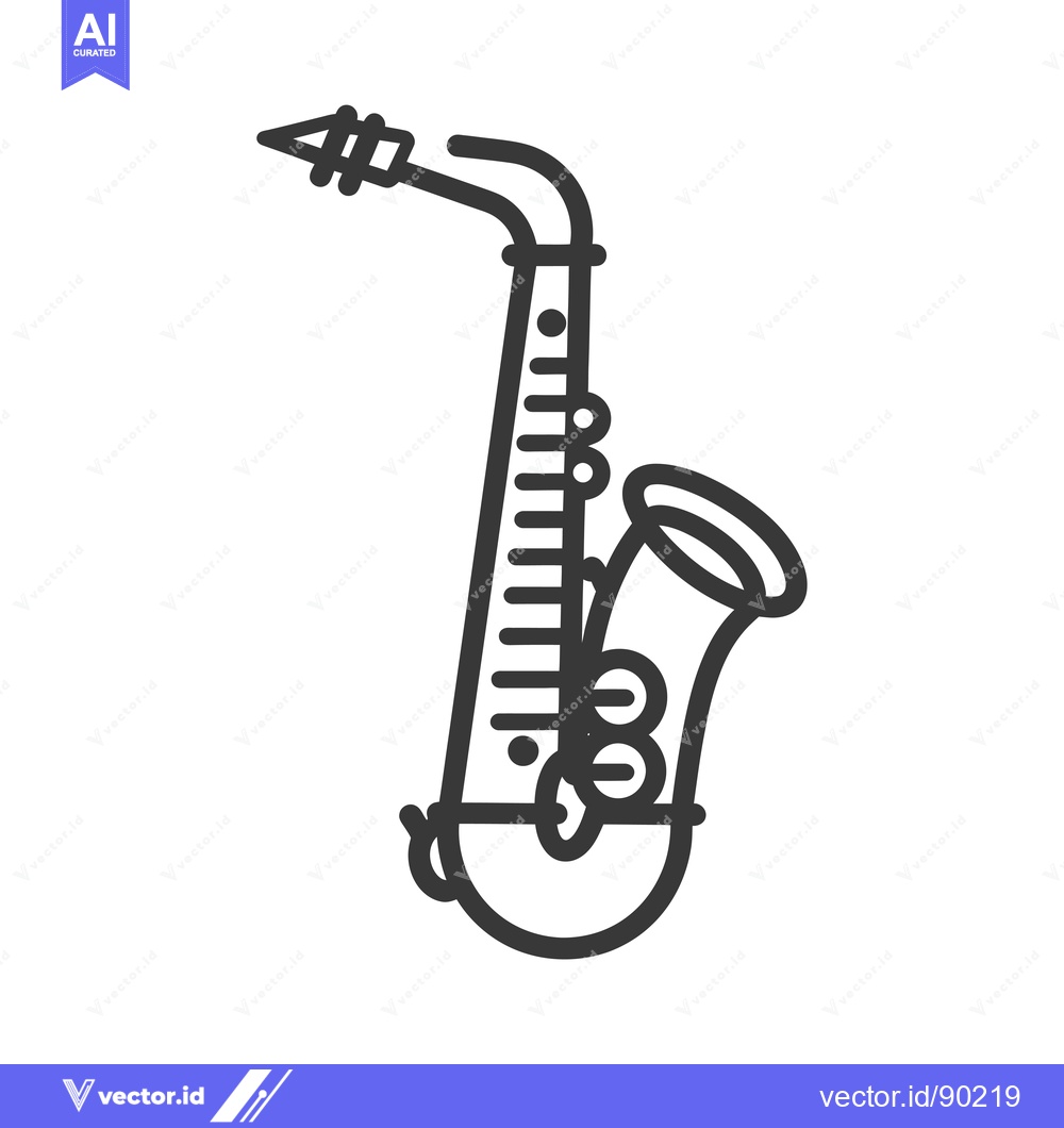 Premium Vector dari Outline drawing of a saxophone with a curved neck