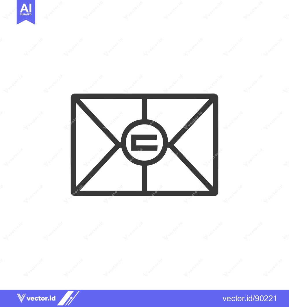 Premium Vector dari Outline drawing of a sealed envelope with the letter "E" inside a circ