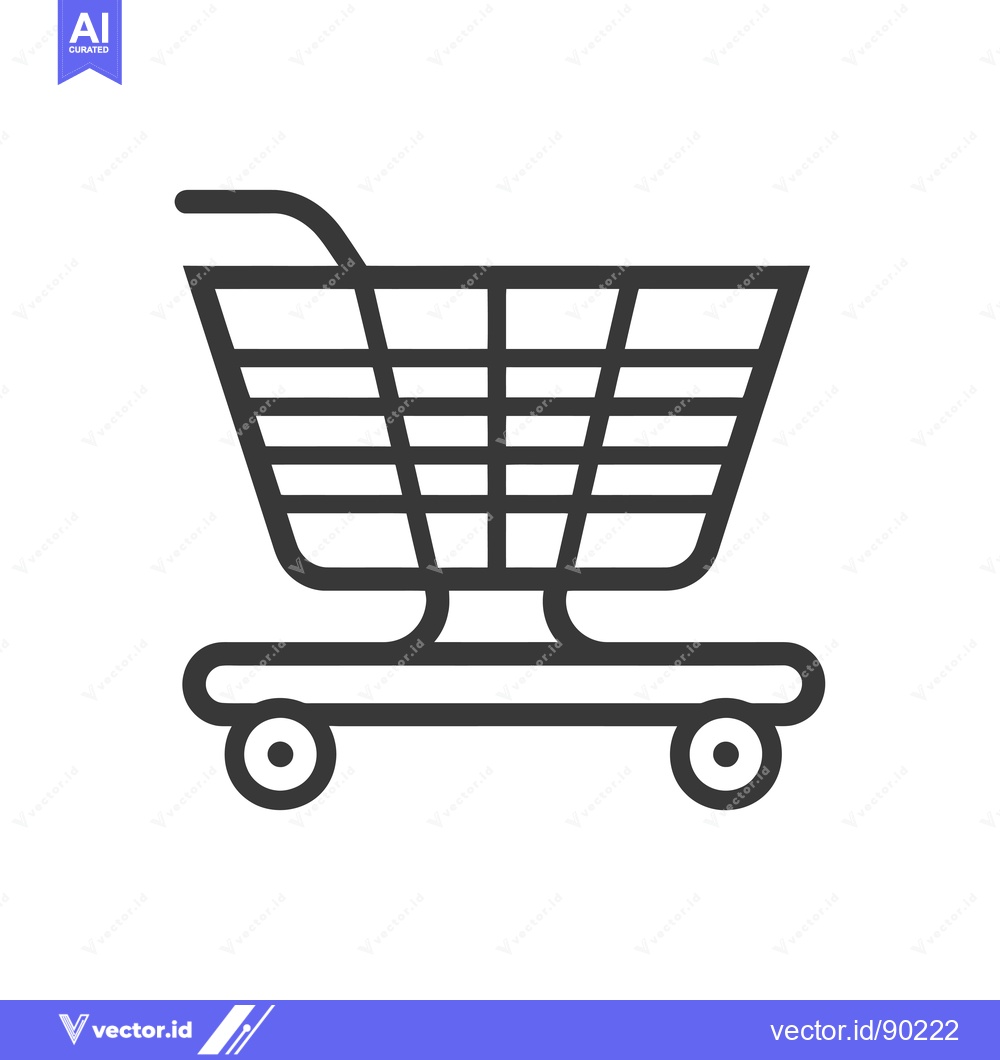 Premium Vector of Outline Drawing of a Shopping Cart with Wheels