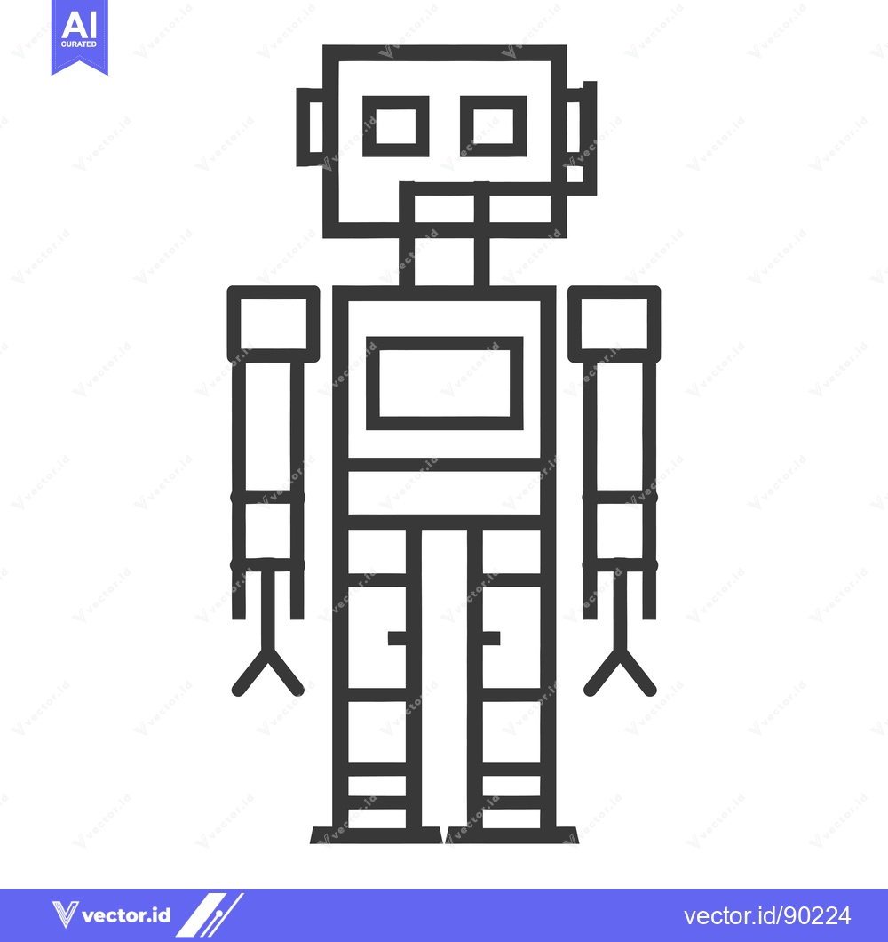 Premium Vector of Outline drawing of a simple robot with arms and legs