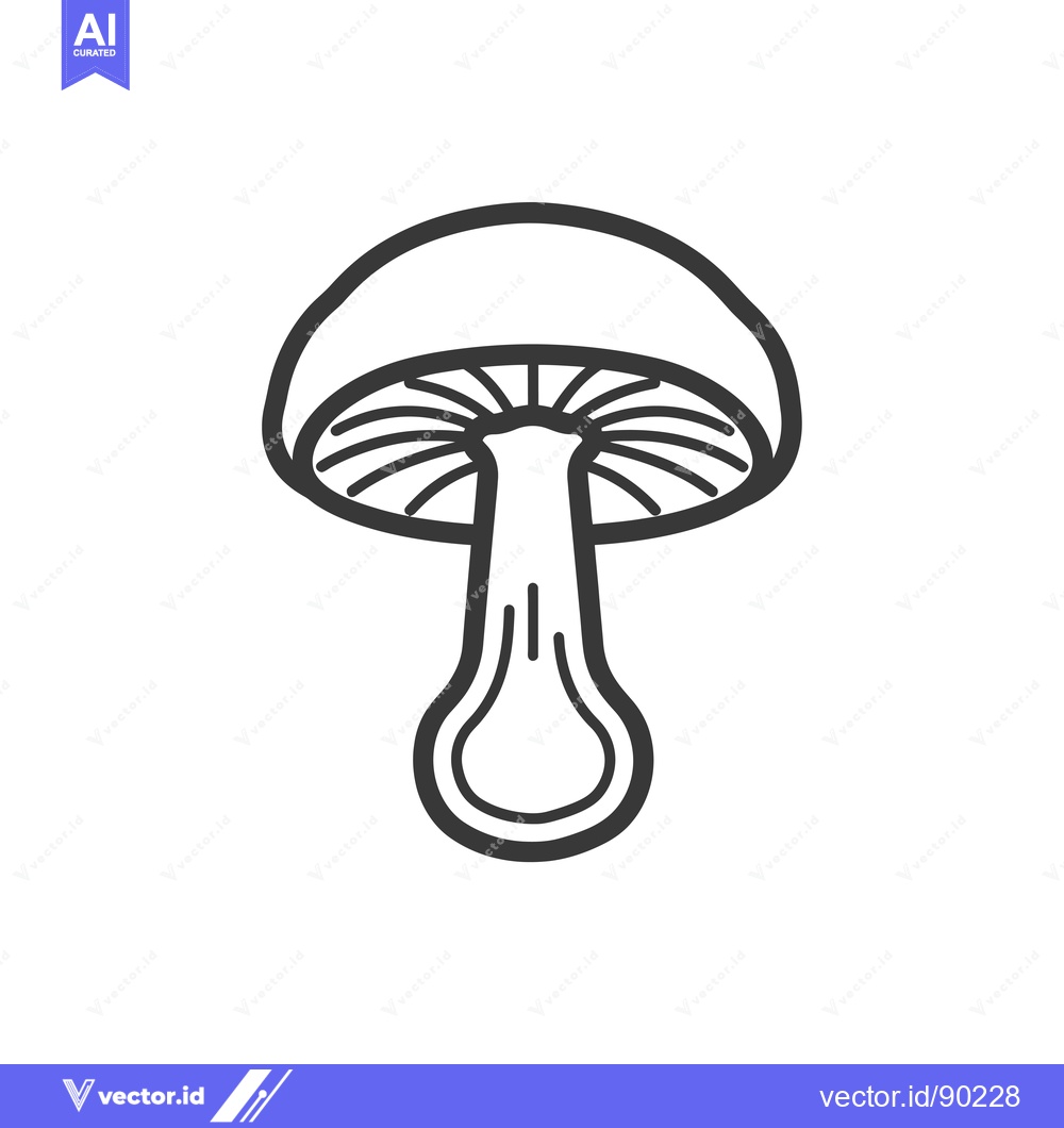 Premium Vector dari Outline Drawing of a Single Mushroom