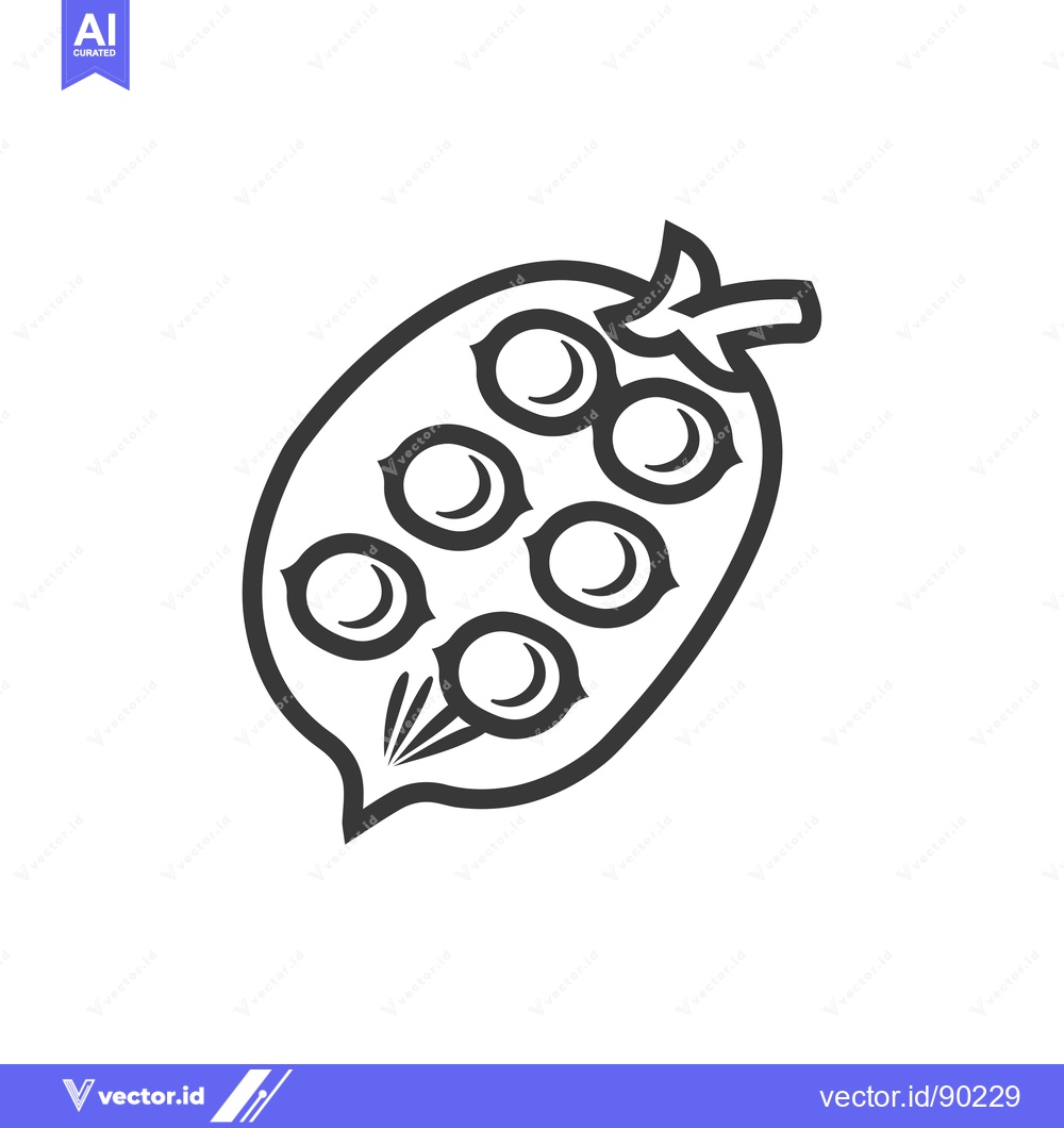 Premium Vector dari Outline Drawing of a Single Pea Pod with Seven Peas