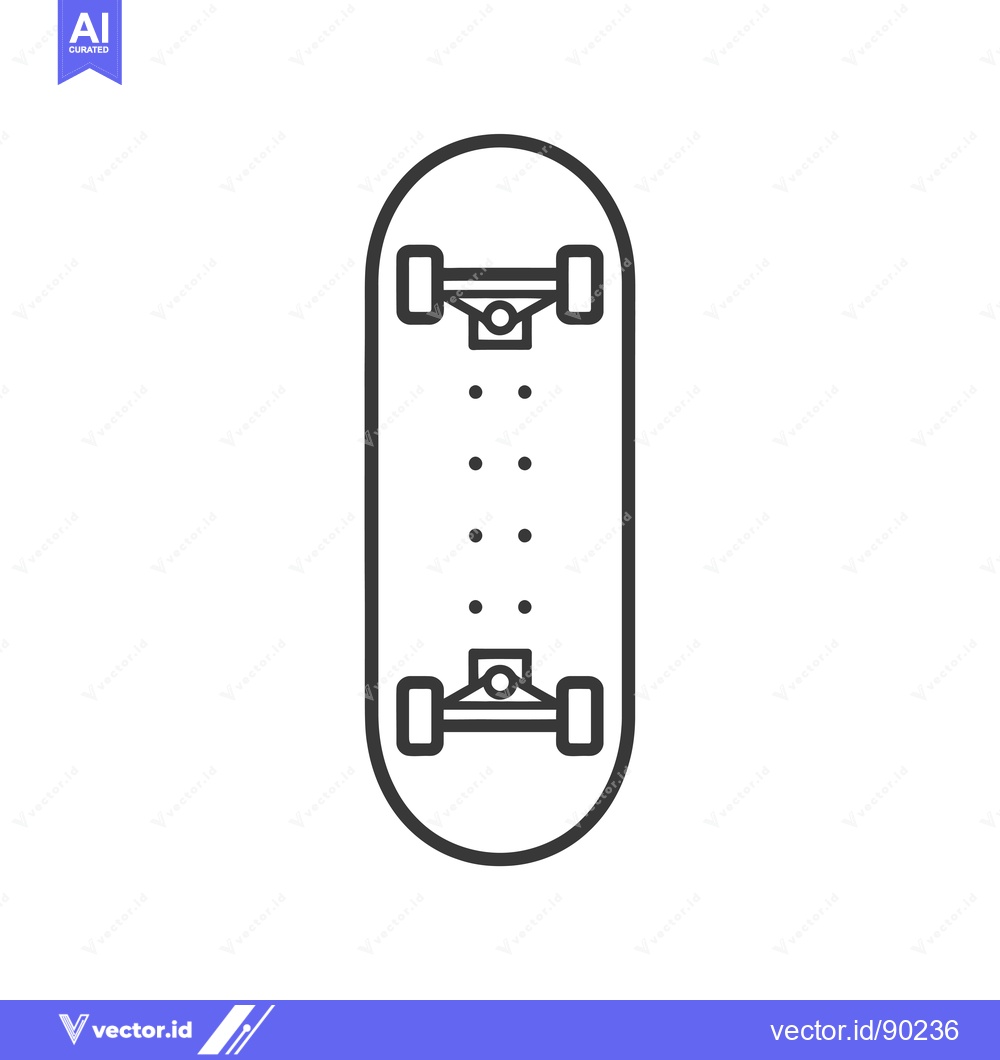 Premium Vector dari Outline Drawing of a Skateboard Deck with Trucks and Wheels