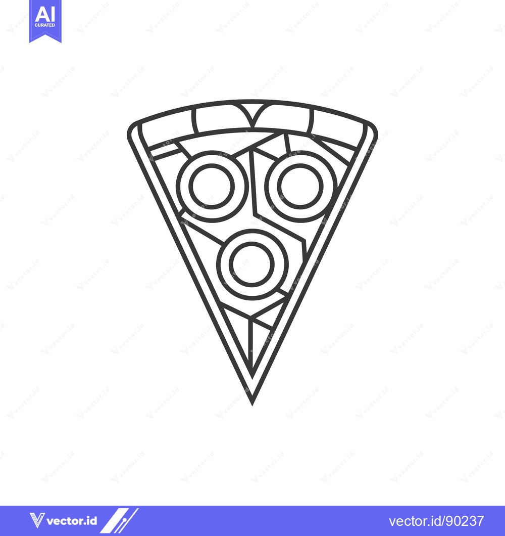 Premium Vector dari Outline Drawing of a Slice of Pizza with Three Toppings