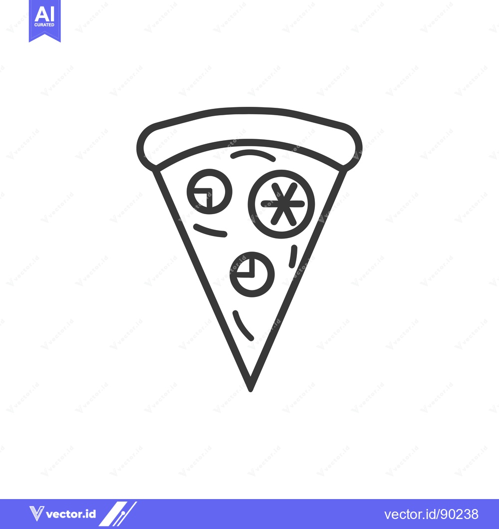 Premium Vector dari Outline drawing of a slice of pizza with toppings