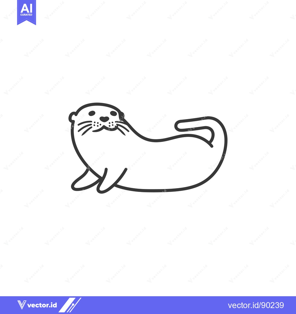 Premium Vector dari Outline Drawing of a Smiling Otter with a Curved Body