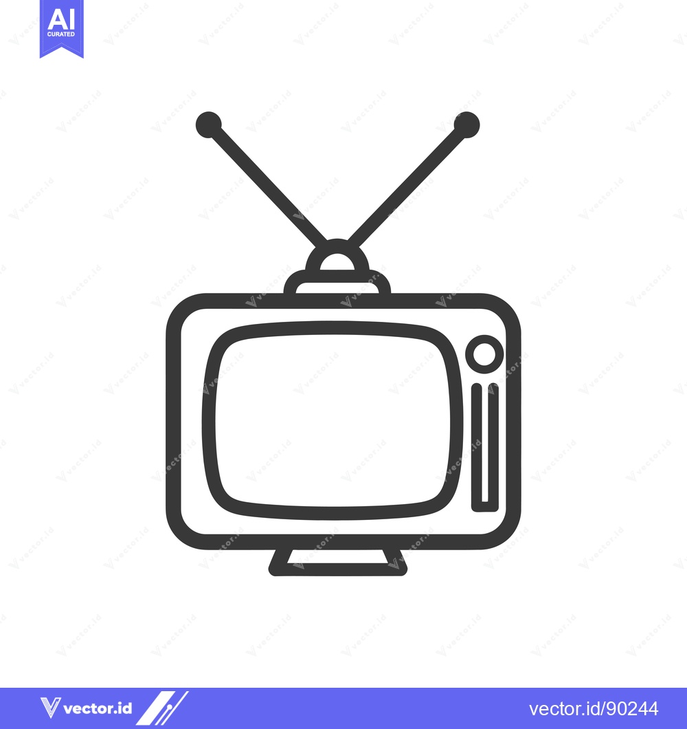 Premium Vector of Outline Drawing of a Vintage Television with Antenna