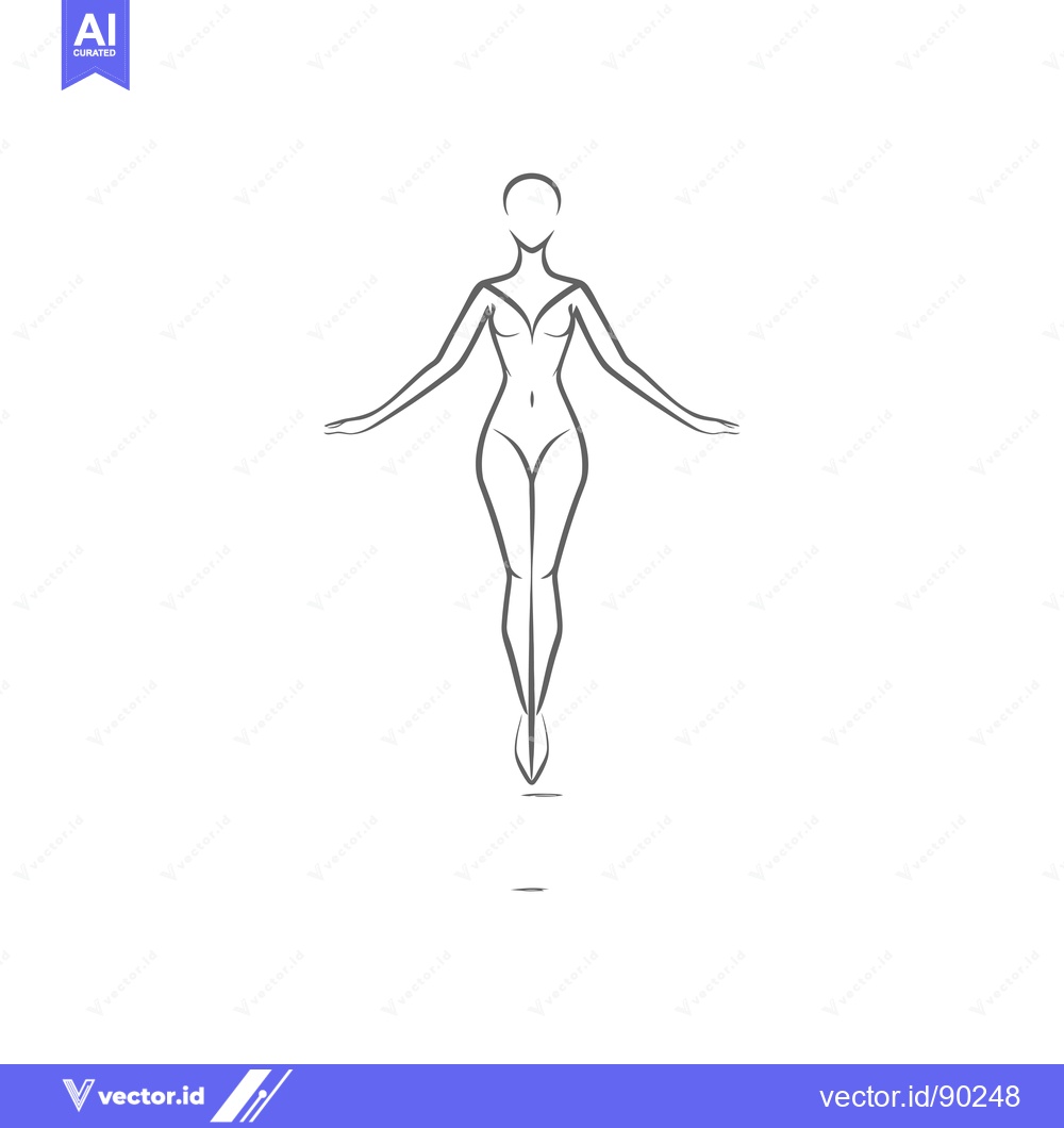 Premium Vector dari Outline drawing of a woman standing with arms outstretched