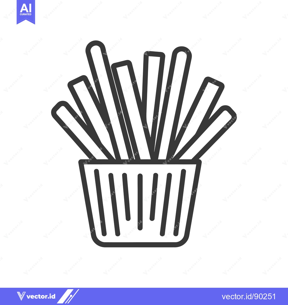 Premium Vector dari Outline drawing of french fries in a paper carton