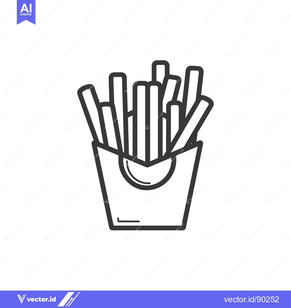 Premium Vector of Outline Drawing of French Fries in a Paper Container