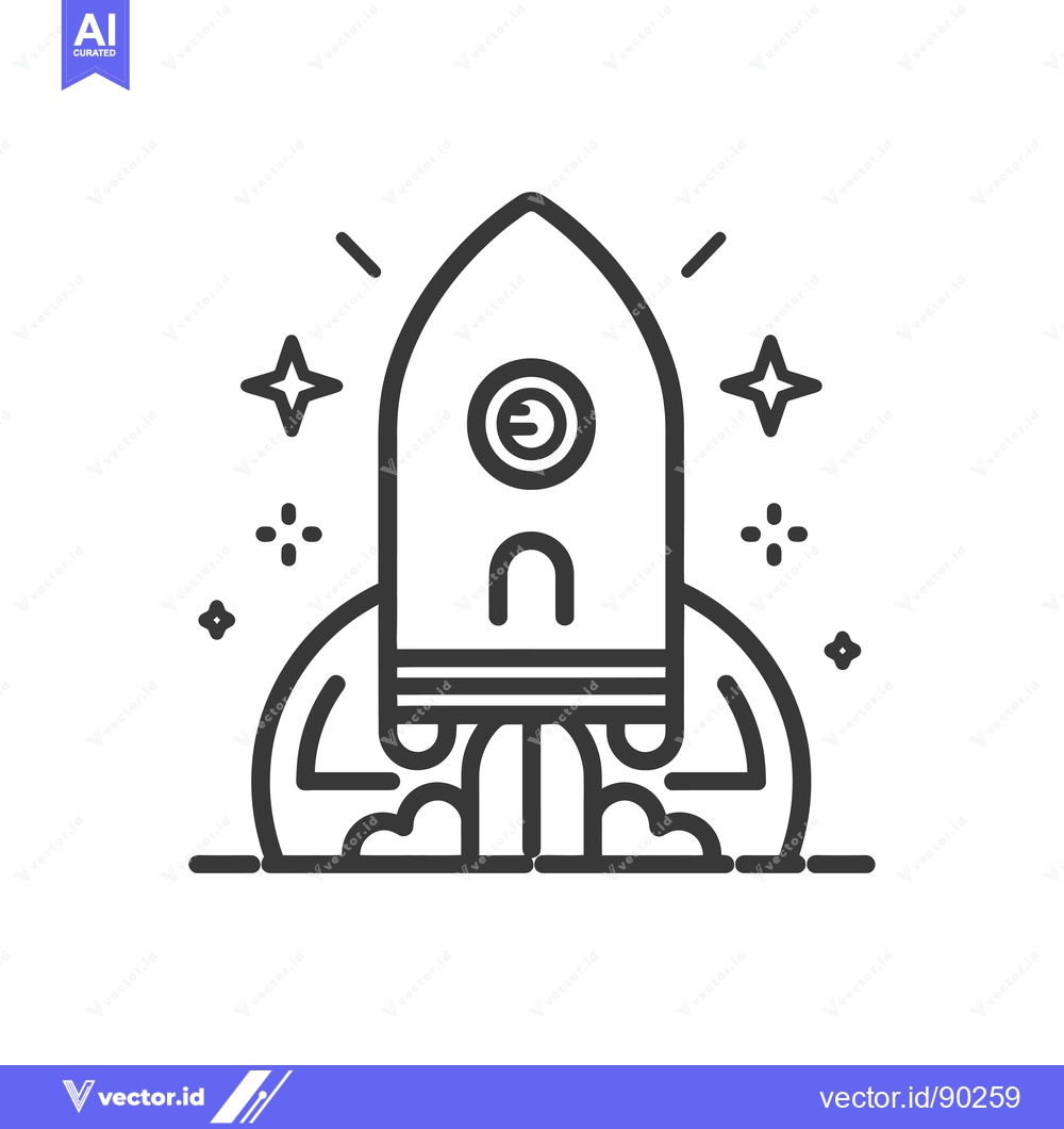 Premium Vector dari Outlined Rocket Launching with Stars and Smoke