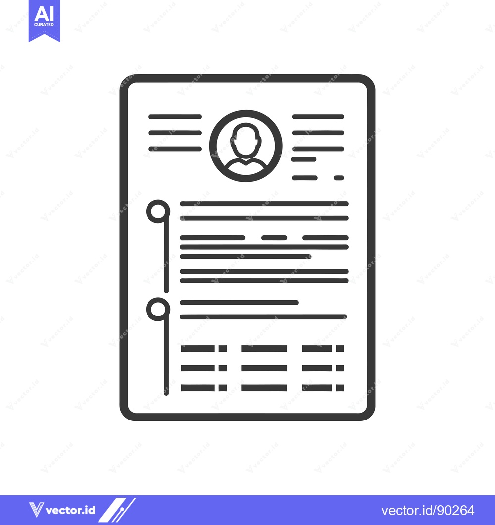 Premium Vector of Outline Icon Depicting a Resume with a Profile Picture