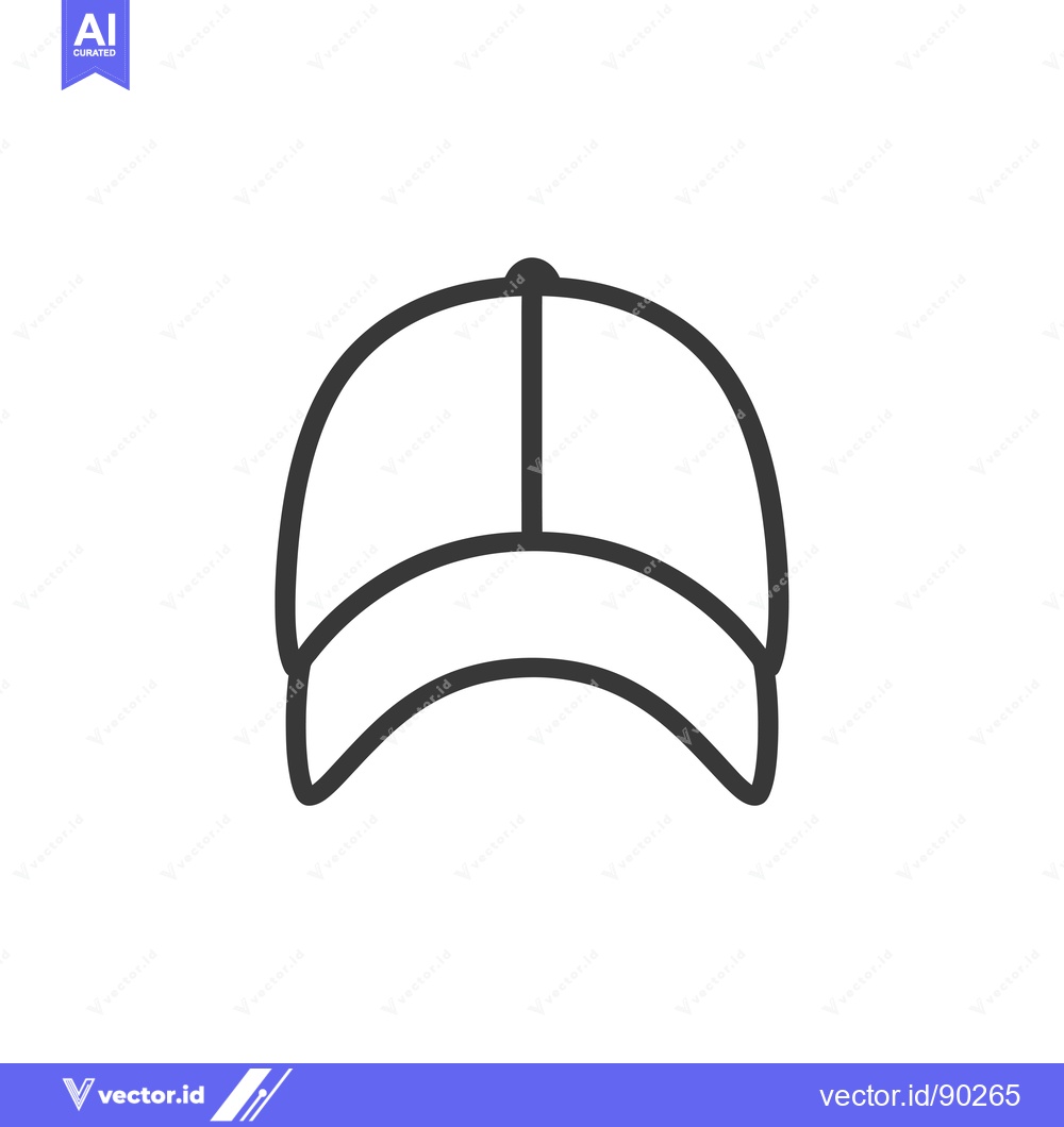 Premium Vector dari Outline Icon of a Baseball Cap