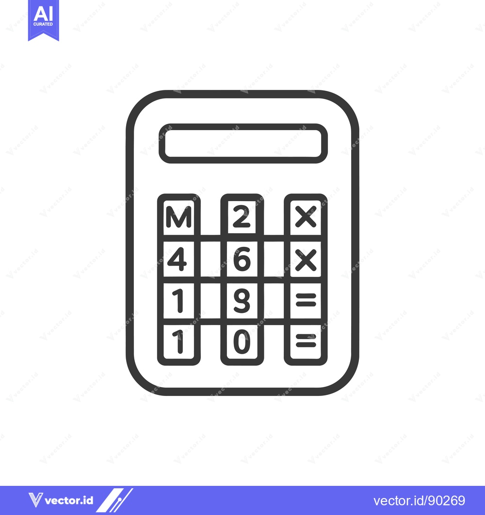 Premium Vector dari Outline Icon of a Calculator with Numerical Buttons