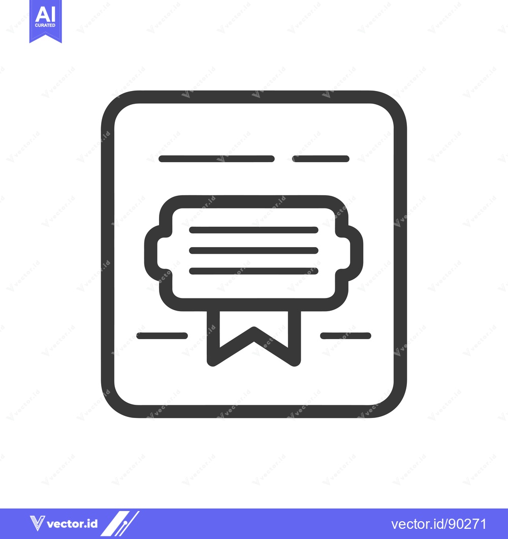Premium Vector dari Outline Icon of a Certificate with a Ribbon