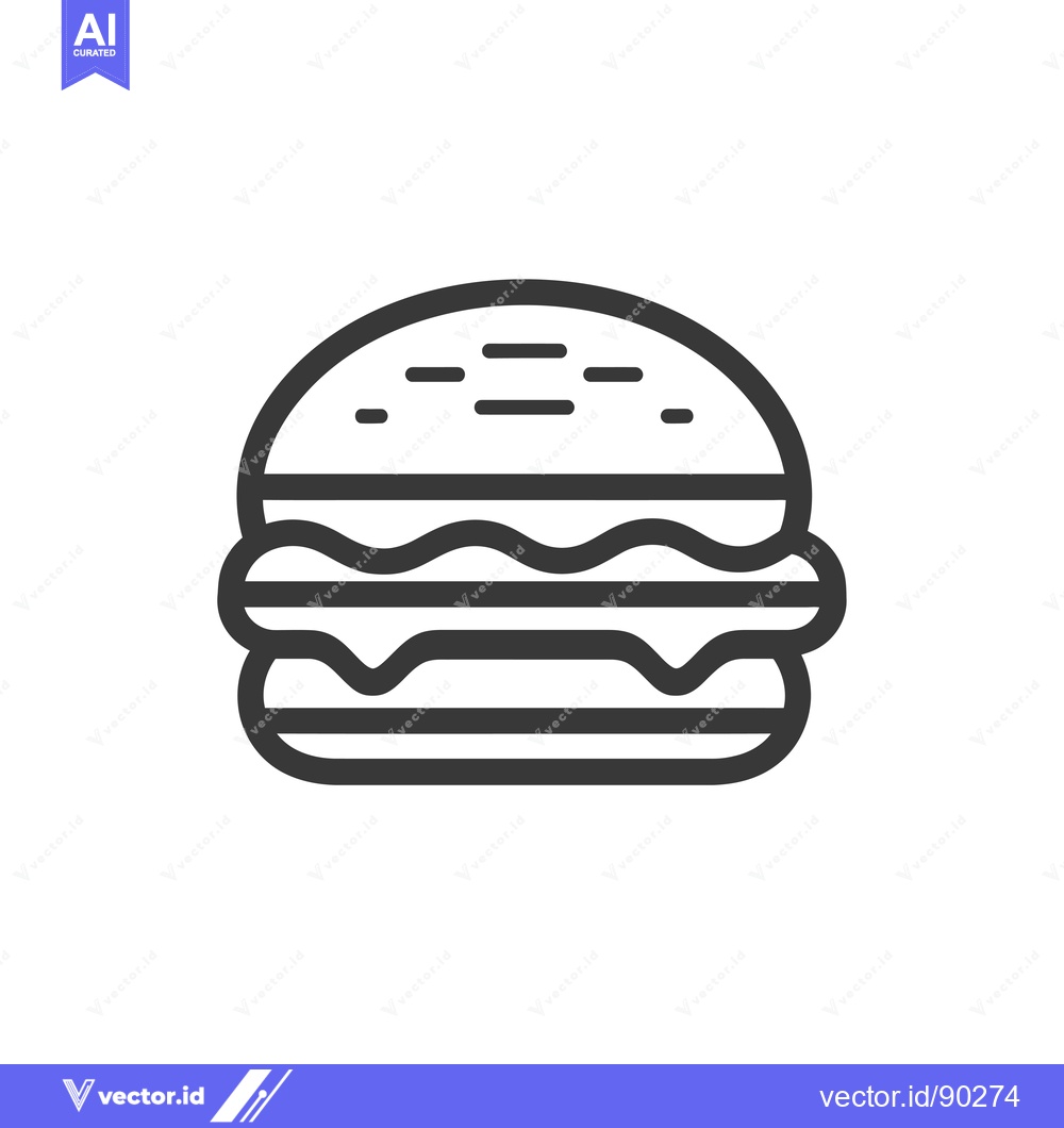 Premium Vector of Outline Icon of a Classic Hamburger