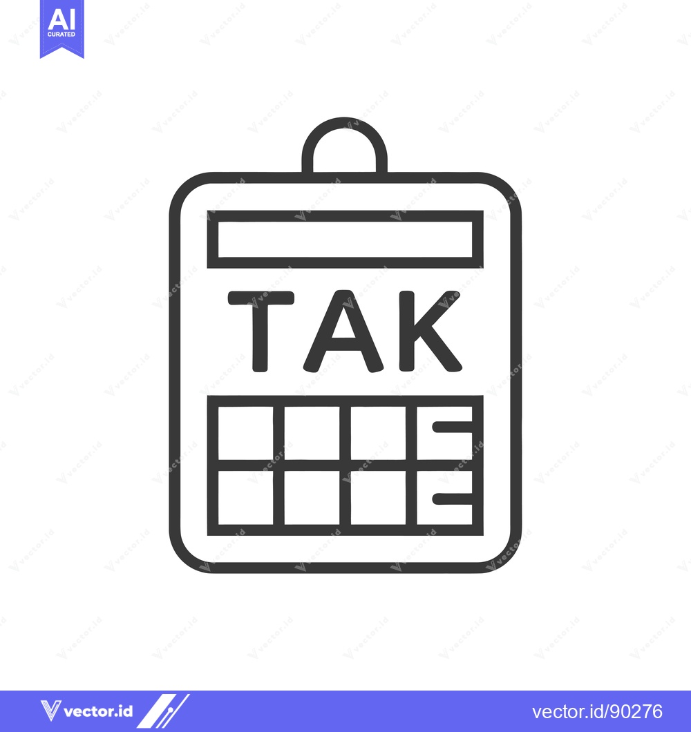 Premium Vector dari Outline Icon of a Clipboard with "TAK" Written on It