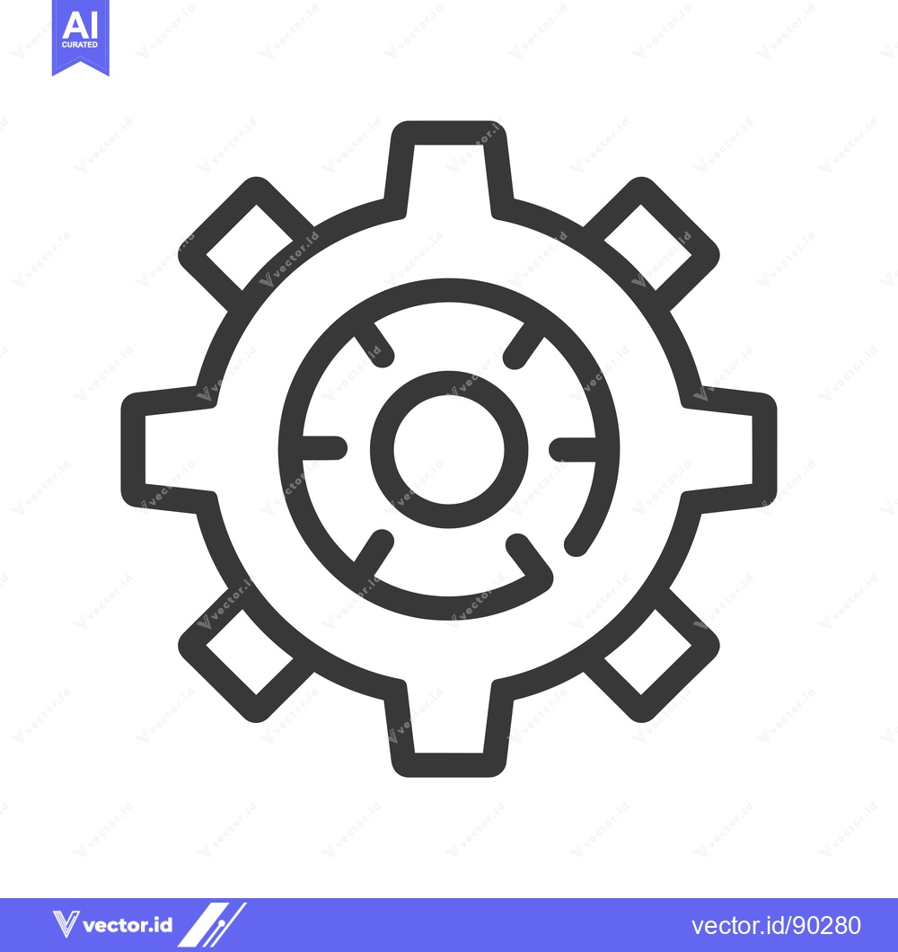 Premium Vector dari Outline Icon of a Cogwheel with an Inner Circle