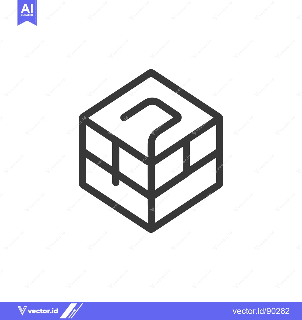 Premium Vector dari Outline Icon of a Cube with a Curved Line Inside