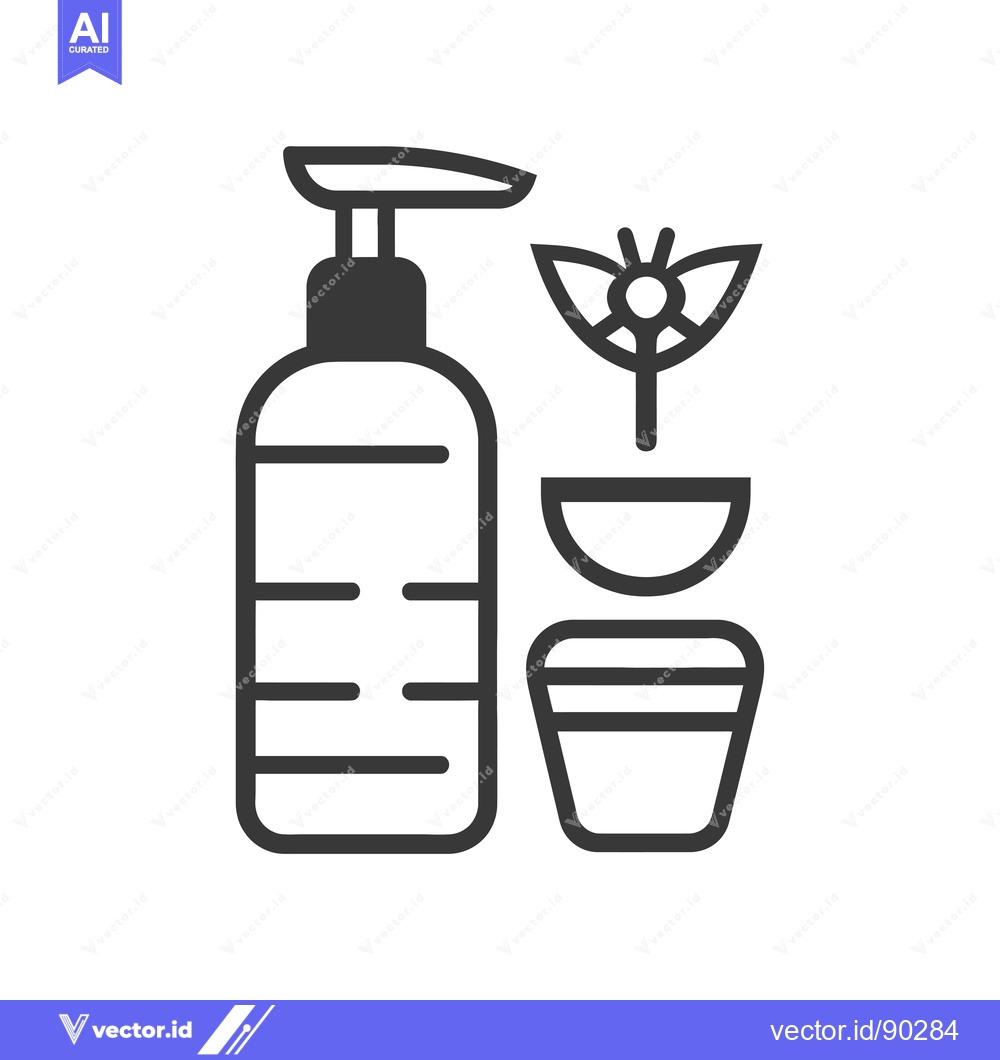 Premium Vector dari Outline Icon of a Dispenser Bottle, Bowl, and Plant