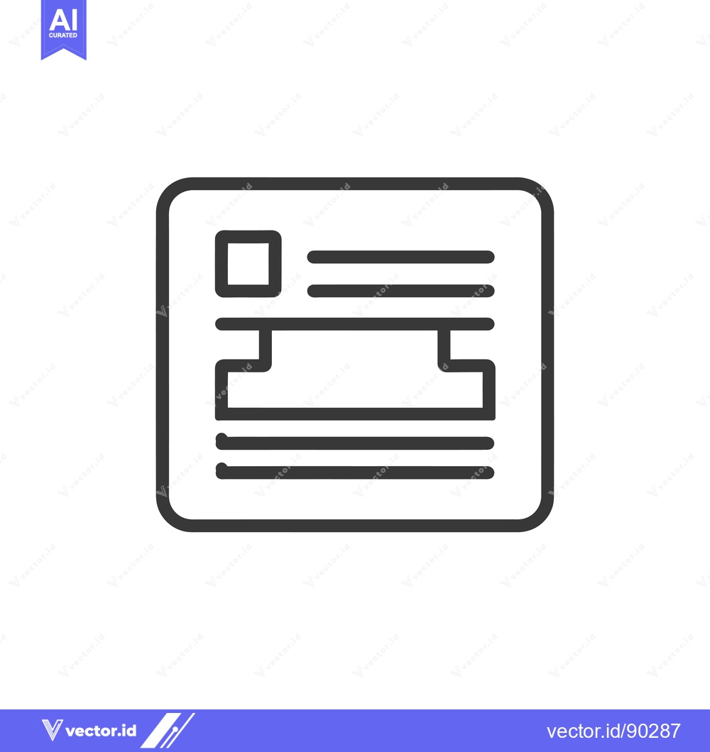 Premium Vector dari Outline Icon of a Document with Lines and a Square