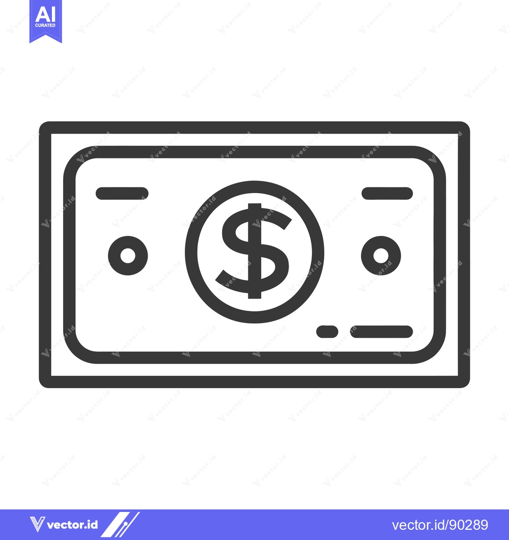 Premium Vector of Outline Icon of a Dollar Bill