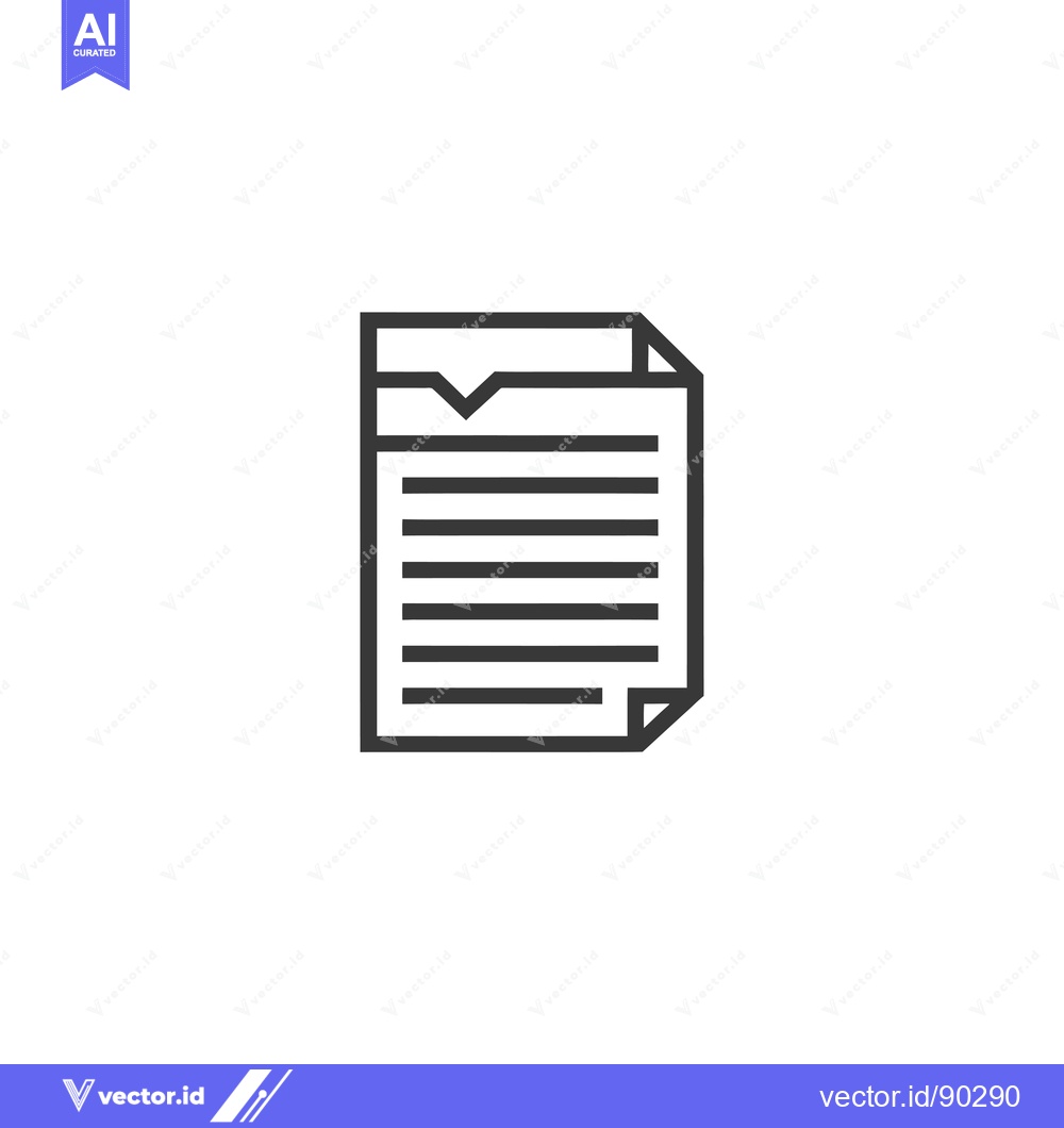 Premium Vector of Outline Icon of a Folded Paper Document with Text Lines