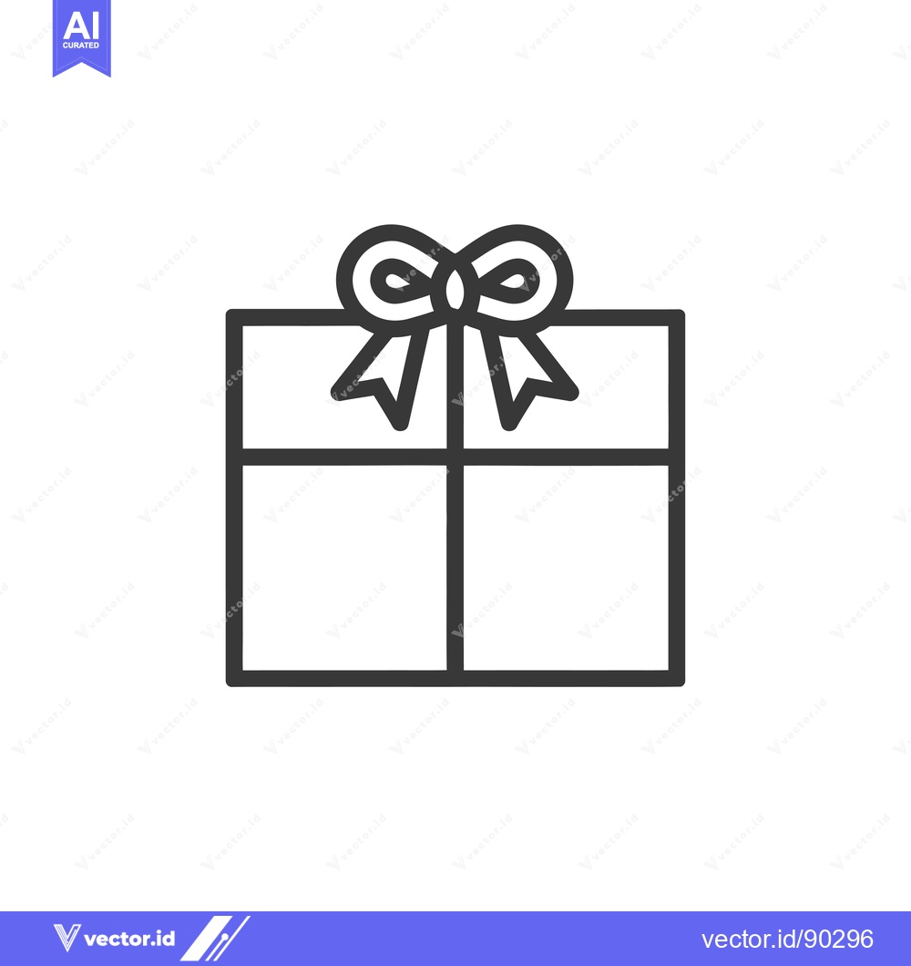 Premium Vector dari Outline Icon of a Gift Box with a Bow on Top