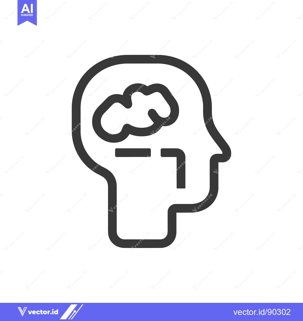 Premium Vector of Outline Icon of a Human Head with a Cloud Inside