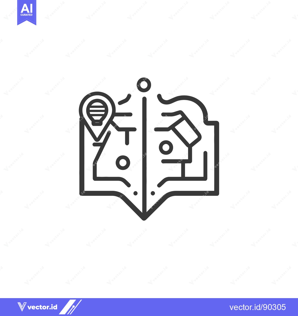 Premium Vector dari Outline Icon of a Map with a Lightbulb Pin