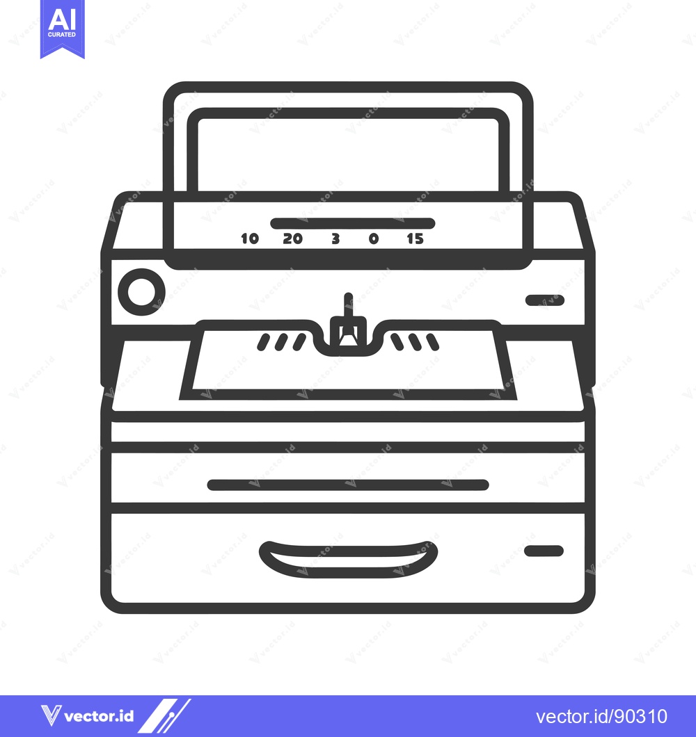 Premium Vector dari Outline Icon of a Multifunction Printer with Paper Tray