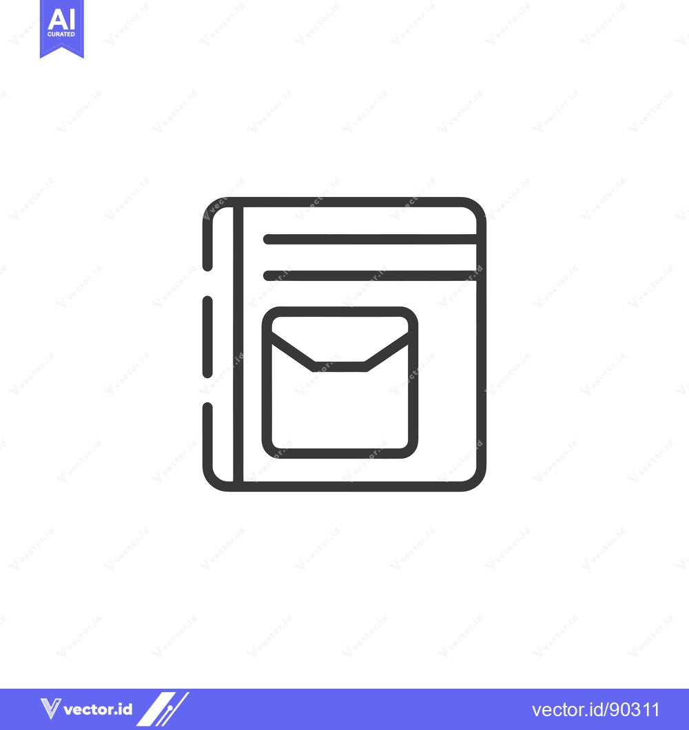 Premium Vector of Outline Icon of a Notebook with an Envelope Inside