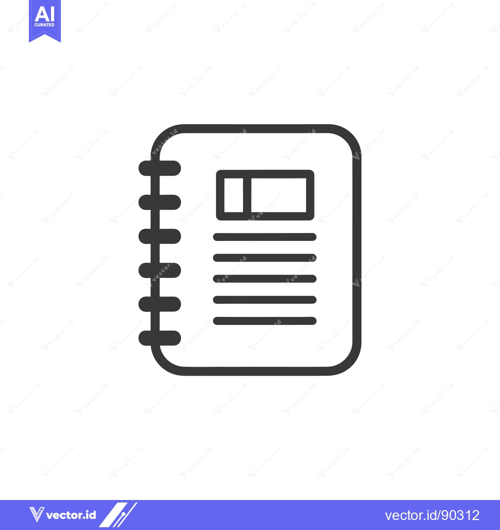 Premium Vector of Outline Icon of a Notebook with a Spiral Binding