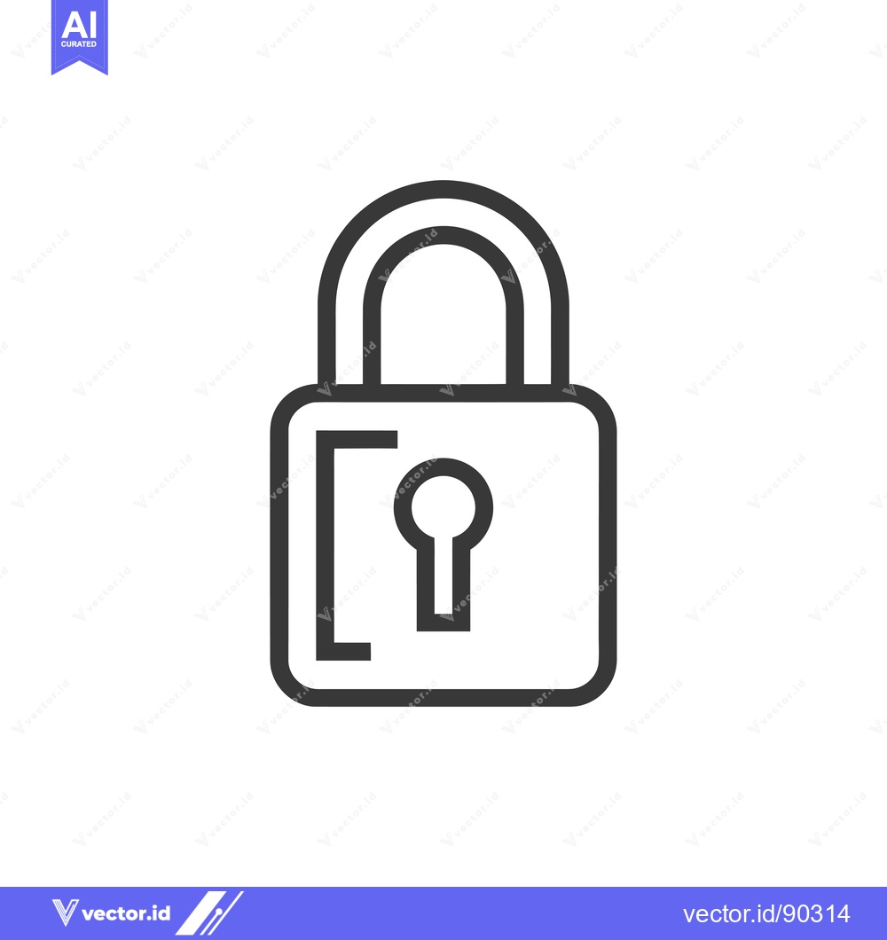 Premium Vector of Outline Icon of a Padlock with a Keyhole