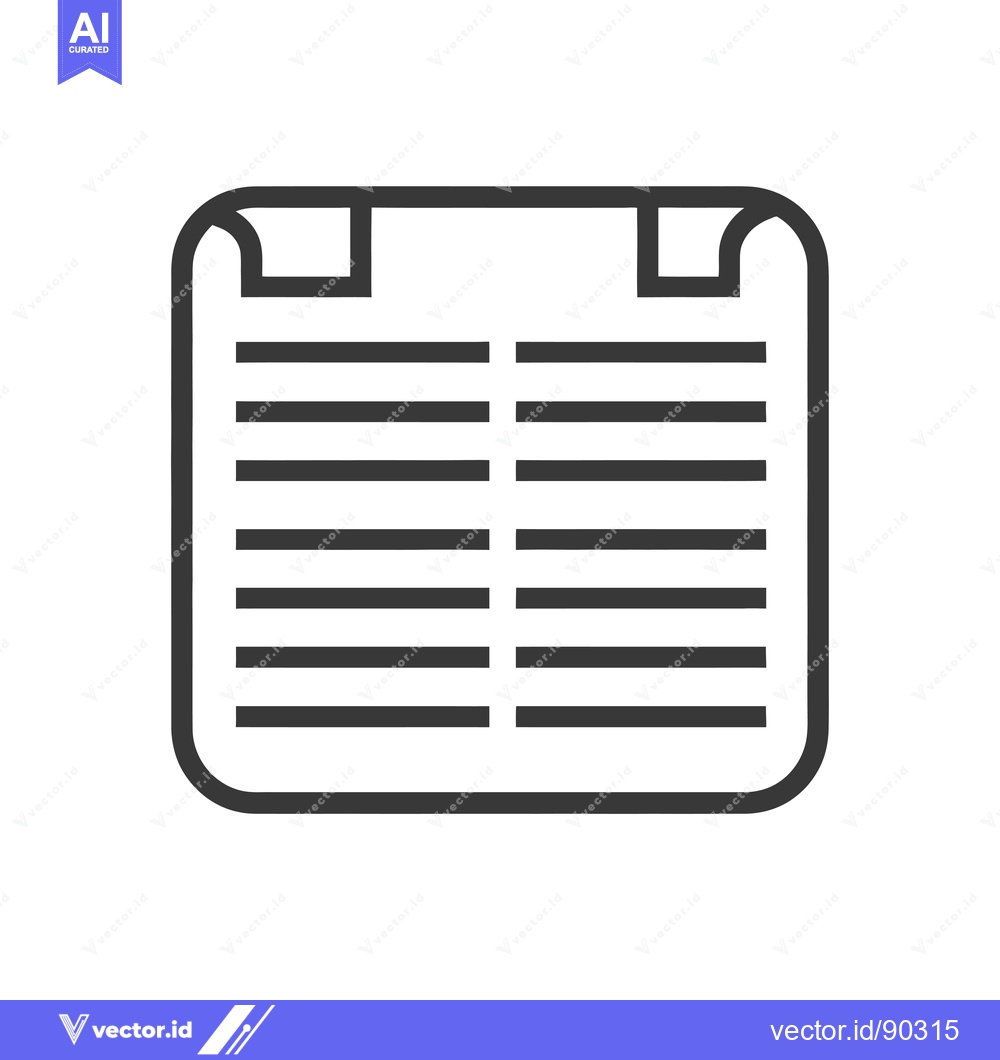 Premium Vector of Outline Icon of a Paper Document with Rounded Corners and Seven Horizo