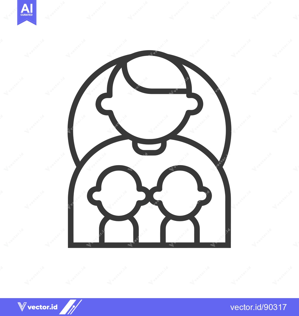 Premium Vector of Outline icon of a person with two children